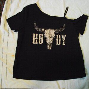 WOMENS 2XL Shein Curve ONE SHOULDER SHORT SLEEVED TOP